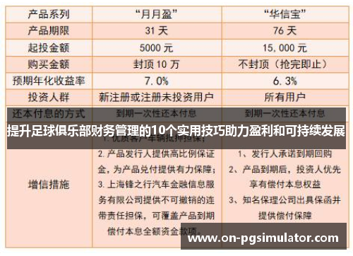 提升足球俱乐部财务管理的10个实用技巧助力盈利和可持续发展